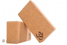 2 X Natural Cork Yoga Block Brick 70mm with OM - Eco Friendly